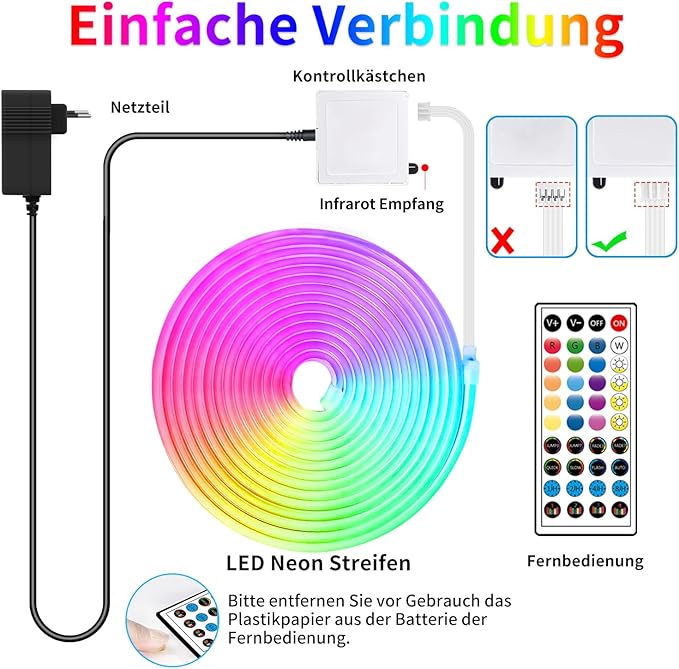 132FT Neon LED Rope Lights IP65 Waterproof LED Lights for Bedroom Flexible LED Light Strip with Remote/APP Control RGB Lighting Strip for Indoors Outdoors Bedroom Room Home Décor