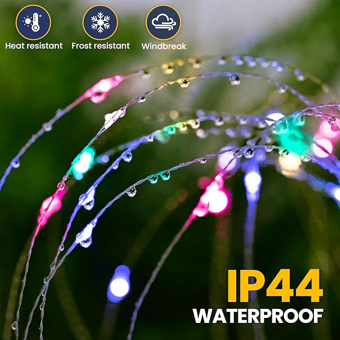 GIGALUMI Garden Decor Outdoor Lights 120LED 2Pack, Solar Garden Lights for Christmas Outside Fairy Firework Decorative,Solar Powered for Yard Pathway Flowerbed Planter Balcony Patio Decor (Multicolor