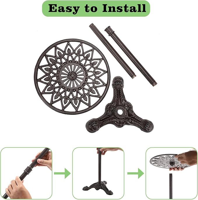 OwnMy Cast Iron Tall Plant Stand Heavy Duty Vintage Flower Pot Holder Stand, Decorative Round Potted Plant Holder Rack, Indoor Outdoor Metal Plant Holder Wrought Iron Large Plant Stand for Home Garden