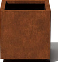 Veradek Corten Steel Series Cube Planter - Square Metal Planter for Outdoor Patio/Garden | Naturally Rusting Steel for All-Weather Use | Modern Rustic Décor for Trees, Flowers, Tall Trees