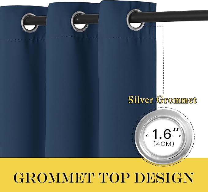 NICETOWN Blackout Doorway Curtain Drape 78 inch Long - Grommet Noise Reducing Thermal Insulated Solid Modern Window Treatments for Bedroom Closet (1 Panel, 52 x 78 Inch, Moroccan Blue)