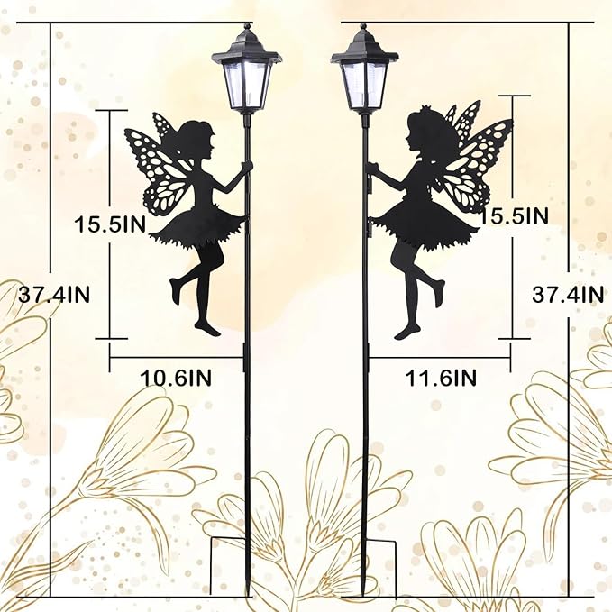 ZKLiLi Fairy Solar Garden Light,Outdoor Garden Fairy Decor Waterproof Large Hanging Lantern Decorations for Patio Yard Porch Lawn Pathway Statues Outdoor Decor Gifts（White Light）