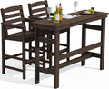 SERWALL Outdoor Bar Table and Chairs Set, Adirondack Bar Chairs Set of 2 and Bar Height Table, All Weather HDPE Patio Bar Set, Outdoor Furniture for Outside, Coffee