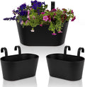 KIBAGA Beautiful Hanging Flower Pots for Outside Railing Or Fence - Stylish Set of 3 Outdoor Planters for Any Balcony, Porch or Deck - Window Planter Boxes are Perfect for Your Flowers