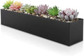 DR&Co Modern Black Trough Rectangular Planter, 16“ Metal Window Planter Box for Succulent, Small Rectangle Box for Desk or Windowsill, Stainless Steel, Great Gift Ideas for Women Men