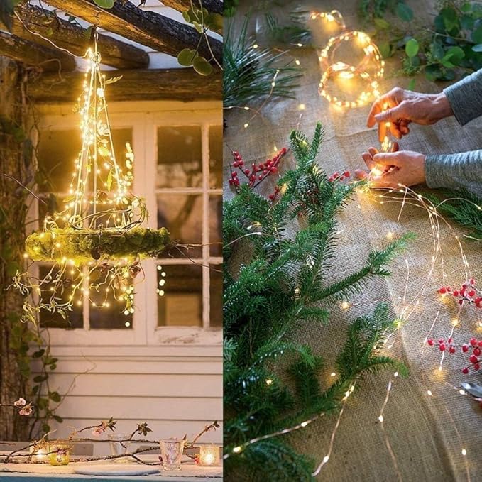 ZNYCYE 1 Pack Battery Operated Fairy Lights with Timer, Waterproof Waterfall Flash Lights 8 Modes 10 Strands 200 LEDs Hanging Vine String Lights with Remote for Outdoor DIY Watering Can Lights