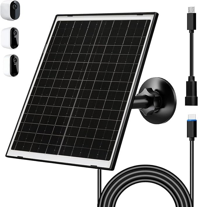 Zivif Solar Panel Charger for Arlo Essential 2K (2nd Gen), Essential XL & Spotlight Cameras – USB-C & Micro USB, IP66 Waterproof, 360° Adjustable Mount, 7.2ft Cable