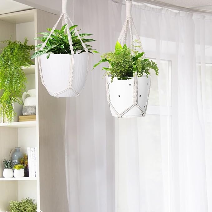 garini 2 Pack 20 Inches Macrame Plant Hanger Rope to Hang Flower Pot Plant Hanger for Indoor Outdoor Decoration, 4 Legs(POTS NOT Included)