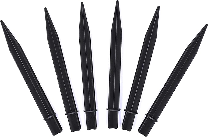 Aliotech 6Pcs 8.25 Inch Reinforced Ground Spikes, Solar Lights Spikes, ABS Plastic Lights Replacement Stakes, Ideal for Solar Pathway Lights Garden Lights Torch Lights(Inside Diameter 0.83 Inches)