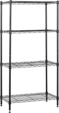 Amazon Basics 4-Shelf Steel Wire Storage Shelves for Garage, Adjustable Metal Shelving Unit, 200 lbs Per Shelf, 23.2" W x 48" H x 13.4" D, Black | Sturdy, Adjustable, Easy Assembly, Storage