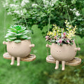 Domensi 2 Pcs Swing Hanging Planter Cute Smile Flower Face Pot Indoor Outdoor Pots for Succulent String of Pearls Plants Plant Ideal Gifts for Christmas Birthday(Swing Spherical,Medium)
