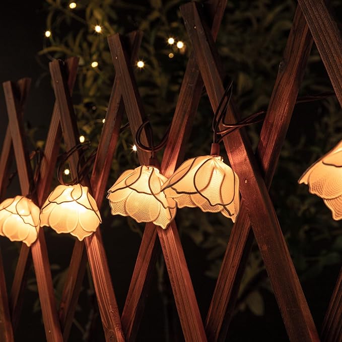 Decorative String Lights Plug in with 10 Incandescent Bulbs, Flower Garland Fairy Lights Connectable Weatherproof Outdoor Indoor for Wedding Garden Pergola Bedroom Porch Floral Home Decor (White)