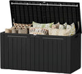 Devoko 100 Gallon Outdoor Storage Box, Waterproof Resin Deck Box for Patio Furniture, Lockable Container for Garden Cushions & Pool Supplies (Black, 100 Gallon)