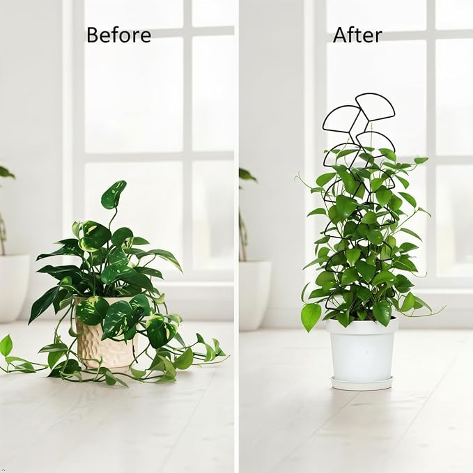 Plant Trellis for Climbing Plants Indoor Outdoor, Trlzey 3 Pack Stackable Metal Trellis - Small Garden Trellis for Potted Plants, Vine Support for Ivy, Flowers, DIY Home Deco
