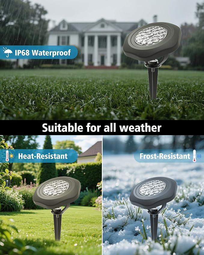 CORESLUX Solar Spot Lights Outdoor Waterproof IP68, 3-in-1 LED Cool Light Solar Landscape Lights, 2 Light Modes Landscape Path Lights for Outside Garden Yard Pond Pathway