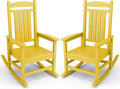 KINGYES Outdoor Rocking Chair Set of 2, High Density Polyethylene Patio Rocking Chairs with 330lbs Support for Adults, Yellow
