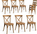 VINGLI Plastic Outdoor Dining Chairs Set of 6, Stackable Patio Farmhouse Brown Dining Chairs with X Back, Waterproof Kitchen & Dining Room Chairs for Indoor-Outdoor, Capacity 400 lbs