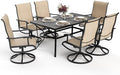 Pamapic 7-Piece Patio Dining Furniture Set with Swivel Chairs, Outdoor Table & 6 Textilene Chairs for Garden, Backyard, Pool, Deck, Beige