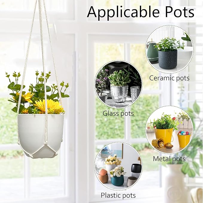 Macrame Plant Hanger 5 Pack Hanging Planters for Indoor Plants for Window,Ceiling Crochet Handmade Hanging Plant Holder Planter Hanging Baskets for Boho Home Decor Set
