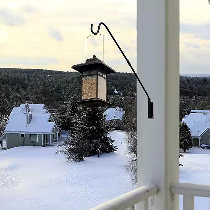 Juegoal Heavy Duty Deck Hook, 25 Inch or 36 Inch Wall Mounted Extended Reach Deck Hook Wall Pole Plant Bracket for Hanging Bird Feeder, Plants, Suet Baskets, Lanterns, Wind Chimes