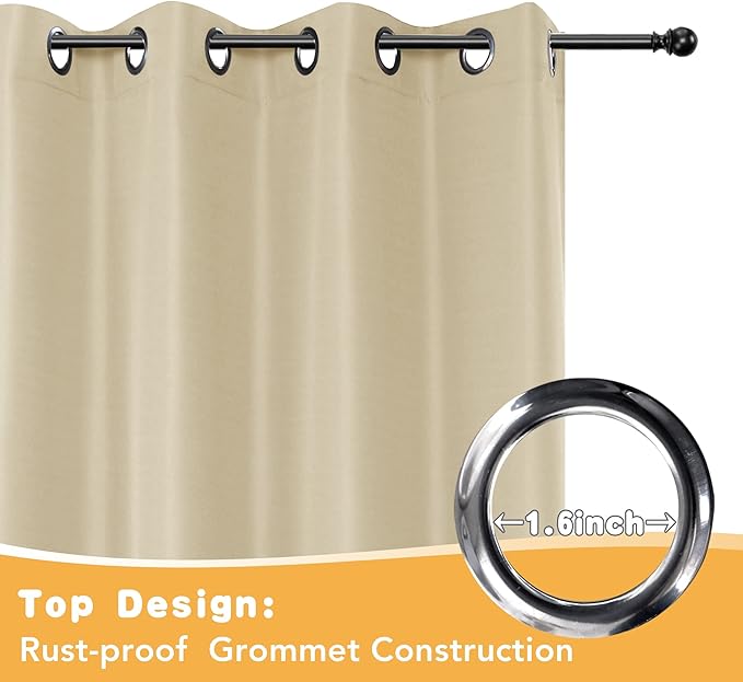 HolidayIdeas Outdoor Curtains for Patio Waterproof, 2 Panels - 84 x 108 Inch - Privacy Protection & Light Filtering Curtains Grommet Outside Curtains for Porch, Gazebo, Pergola, Backyard (Cream)