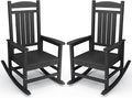 KINGYES Outdoor Rocking Chair Set of 2, High Density Polyethylene Patio Rocking Chairs with 330lbs Support for Adults, Black