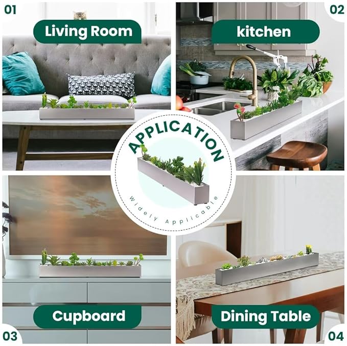 Trough Rectangle Planter Long Window Sill Planter Box Stainless Steel Window Planters Modern Succulent Planter Slivery 32 in Metal Windowsill Pot for Indoor Plants Herb Table Home Outdoor