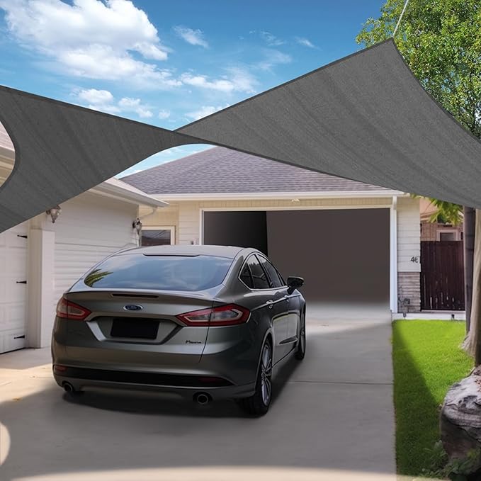 KANAGAWA Sun Shade Sail Curved 20'X26' Dark Gray Rectangle Outdoor Shade Cover UV Blovk Canopy for Patio Garden Backyard Heavy Duty Permeable 185GSM (We Make Custom Size)