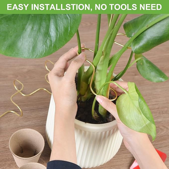 succulentlovers 4PCS Indoor Plant Support Stakes, 12.6 Inch Metal Monstera Plant Supports, Indoor Plant Trellis Plant Stem Holder Support for Indoors & Outdoor Garden Plants Stabilization and Supports