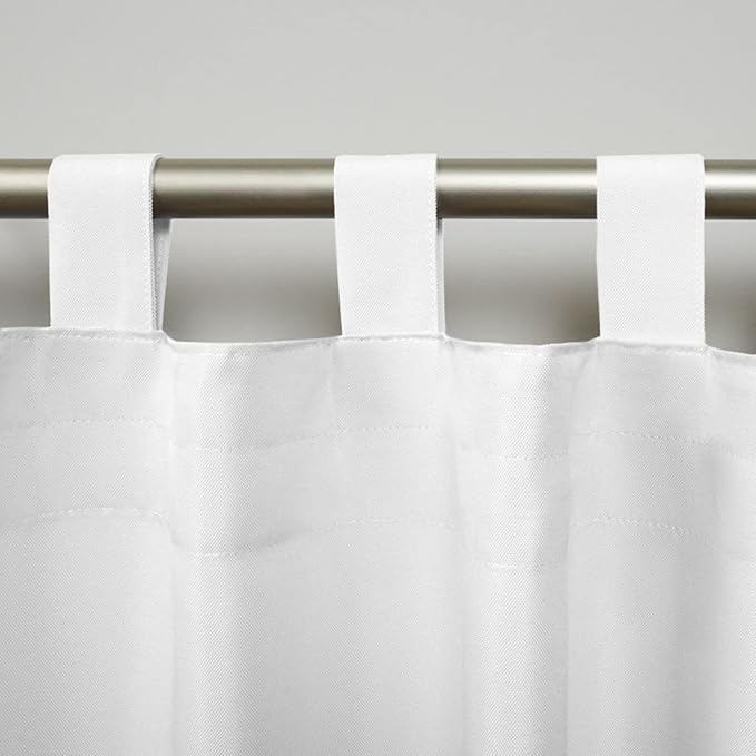 Exclusive Home Cabana Solid Indoor/Outdoor Light Filtering Hook-and-Loop Tab Top Curtain Panel Pair, 54"x144", White