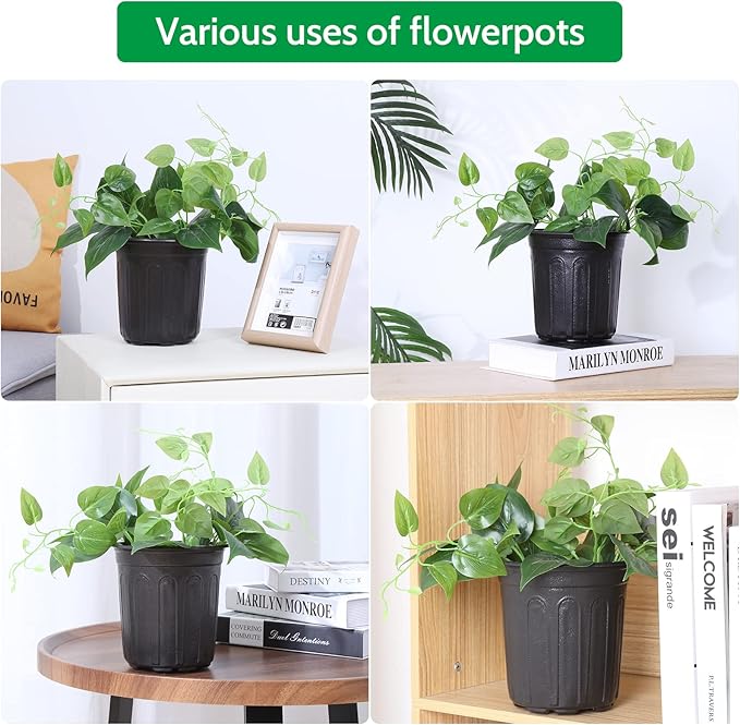 JERIA 100-Pack 1 Gallon Flexible Plant Nursery Pots with 100Pcs Plant Labels,Thickened Soft Plastic Seedling Pots,Seed Starting Pot Flower Plant Container for Succulents，Seedlings