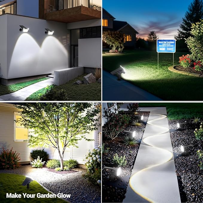 WdtPro Solar Spot Lights Outdoor Waterproof, 6 Pack, Bright Solar Landscape Lights with Extra-Large LEDs, 3 Modes Spotlights, Solar Powered Light for Yard Garden Pathway Wall, Cool White