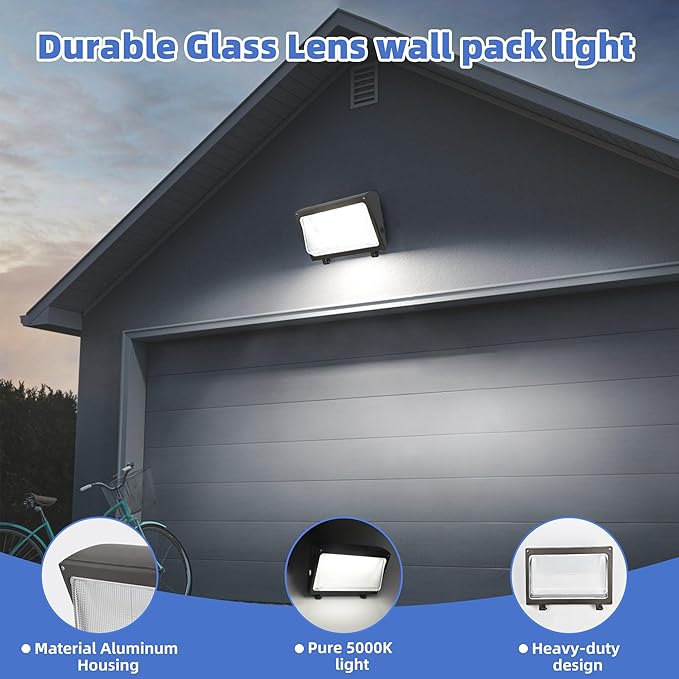 hykolity 120W LED Wall Pack Light with Dusk-to-Dawn Sensor,16200lm 5000K Daylight Commercial Security Lighting,750W MH Equivalent, 100-277V, Waterproof LED Outdoor Wall Mount Light for Warehouses