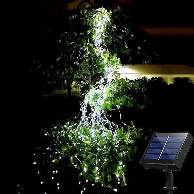 ZNYCYE Solar Waterfall Fairy Bunch Lights Outdoor Waterproof 200LEDs 8 Modes Watering Can Light (NO CAN), Solar Powered String Lights Firefly Vine Garden Decorations Gardening Gifts for Mom