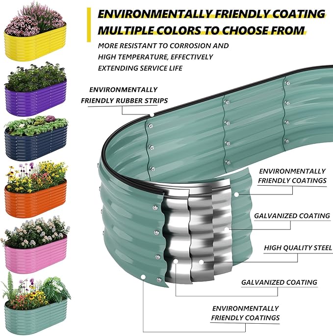 Galvanized Metal Planter Raised Garden Bed Kit for Gardening Outdoor，6x3x2ft Planter Grow Garden Box Raised Flower Bed，Long Vegetable Clearance Herb Raised Garden Beds For Container Gardening