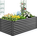 Quictent Galvanized Raised Garden Bed 6x3x2 Ft Metal Planter Box Bottomless for Backyard Outdoor, Include 1 pc Tomato Cage (Dark Gray)
