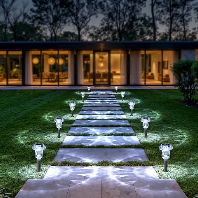 Mancra Solar Pathway Lights Outdoor, 8 Pack Mushroom Solar Lights Outdoor Waterproof Dusk to Dawn Solar Garden Lights for Yard Walkway Garden Decor, Cool White