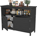 HIPS All-Weather Outdoor Storage Cabinet,Outdoor Sideboard with Magnetic Doors,3-Shelves Patio Storage Cabinet, Used for Garden,Buffet Cabinet,TV Stand, Bar Table,Balcony