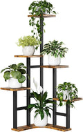 Corner Plant Stand Indoor, 6 Tiered Corner Plant Shelf Flower Stand for Multiple Plants, Plant Shelves Organizer Rack for Living Room, Balcony, Patio, Garden, Square Rustic Brown