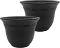 The HC Companies Sierra Round Self-Watering Pot - Lightweight Plastic Planter for Herbs & More - Durable Plant Pots for Indoor Plants & Outdoor Plants (7.5” Black Onyx, Pack of 2)