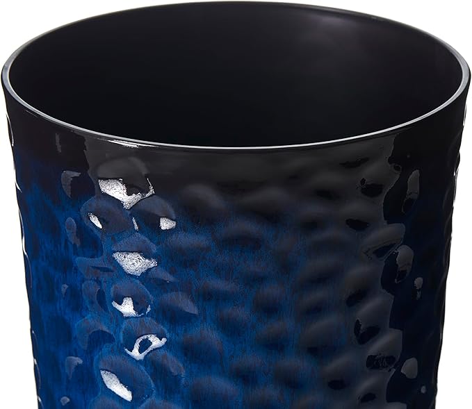 Glitzhome 31" H Oversized Tall Planter, Set of 2 Honeycomb Textured Gradient Cobalt Blue Round Garden Plant Pots with Drainage Holes, Large Flower Containers for Indoor Outdoor Front Door Patio