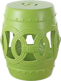 JONATHAN Y TBL1022H Lucky Coins 16" Chinese Ceramic Drum Indoor/Outdoor Garden Stool Bohemian, Coastal, Cottage, French Country, Traditional, for Living Room, Garden Room, Patio, Matte Green