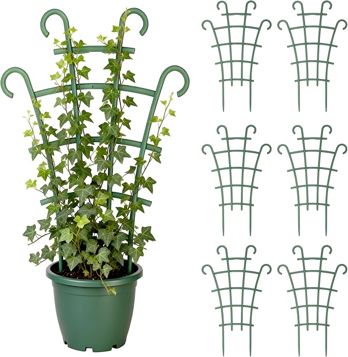 Plant Support Stakes,Stackable Plant Trellis for Indoor Climbing Plants,Small Plant Climbing Trellis for Potted Plants Plastic Climbing,Potted Plant Trellis for Houseplants (6PCS)