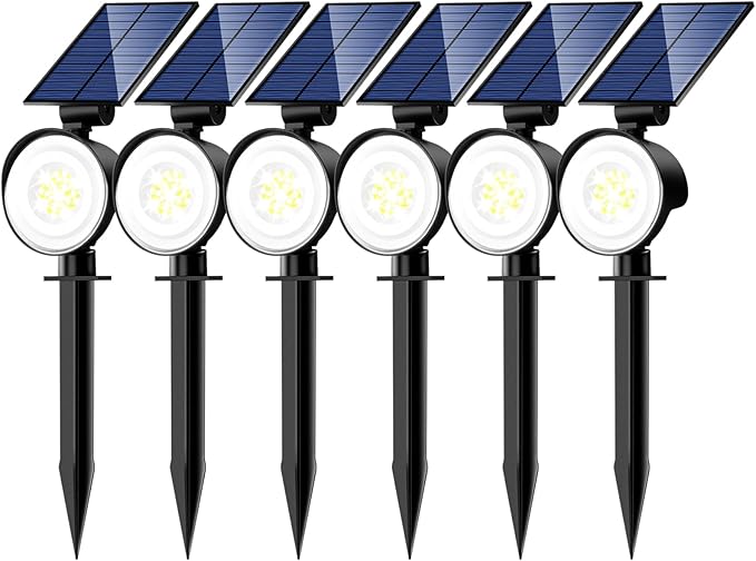 nipify 6 Pack Solar Spot Lights Outdoor Waterproof with 3 Modes, Solar Spotlight Light for Outside Yard Landscape Lighting Pathway Lights Wall,Cool White