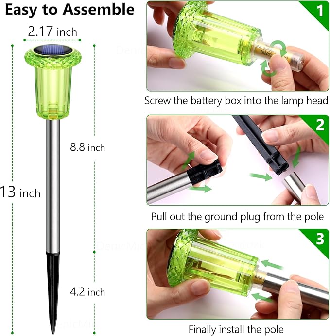 DenicMic St Patricks Day Decorations Solar Lights Outdoor 10 Pack Waterproof Green LED Stainless Steel Stake Outside Lights for Yard Pathway Garden Driveway Walkway Landscape Path Lighting