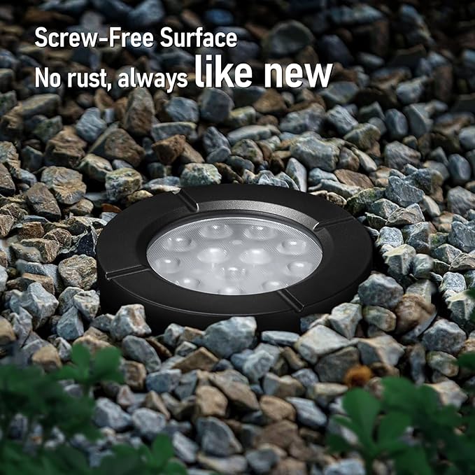LEONLITE Dia. 4 Inch 5CCT Well Lights Landscape LED In Ground, 5 Color Temperature Selectable, 12-24V AC/DC CRI90 Low Voltage Outdoor Garden Landscaping, Aluminum Housing, Black, Pack of 6