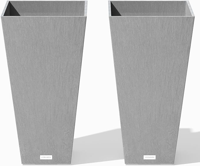 Veradek V-Resin Indoor/Outdoor Taper Planter, 2-Pack (26 inch, Grey)
