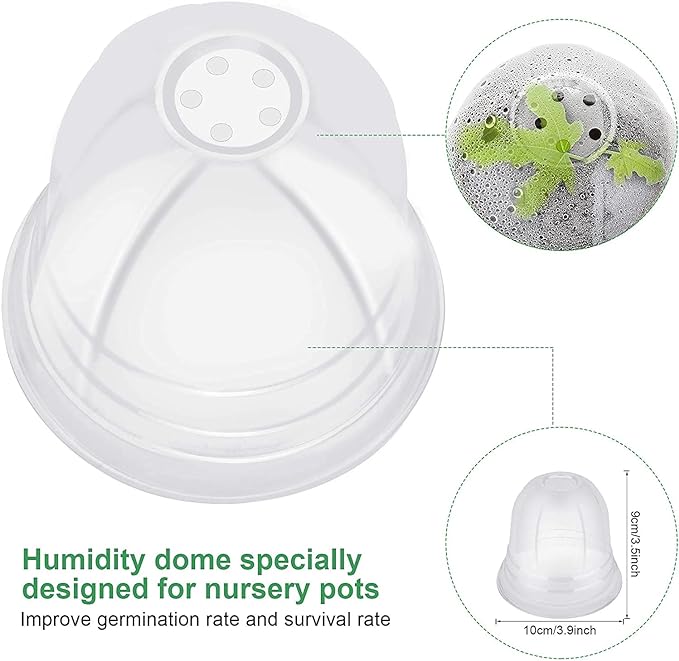 MIXC Plant Nursery Pots with Humidity Dome 4" Soft Transparent Plastic Gardening Pot Planting Containers Cups Planter Small Starter Seed Starting Trays for Seedling with 10pcs Plant Labels，30 Sets
