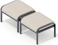 HOMREST Metal Outdoor Ottoman, 2-Piece Aluminum Footstool w/Removable Cushion, Multipurpose Footrest Stool Additional Seating, Set of 2 Outdoor Ottomans for Patio Deck (Beige)