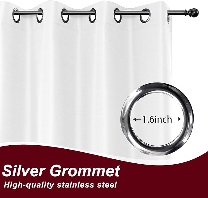 HolidayIdeas White Outdoor Curtains for Patio Waterproof 8 Pcs All Weather Balcony Grommet Top Outside Curtains for Apartments, Gazebo, Pergolas, Porch, 54x95 Inch